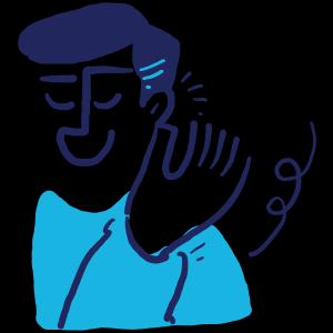 man listening to feedback